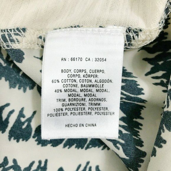 Deletta Anthropologie Cream & Blue Printed Slub Knit Mixed Knit Top S - Picture 4 of 7